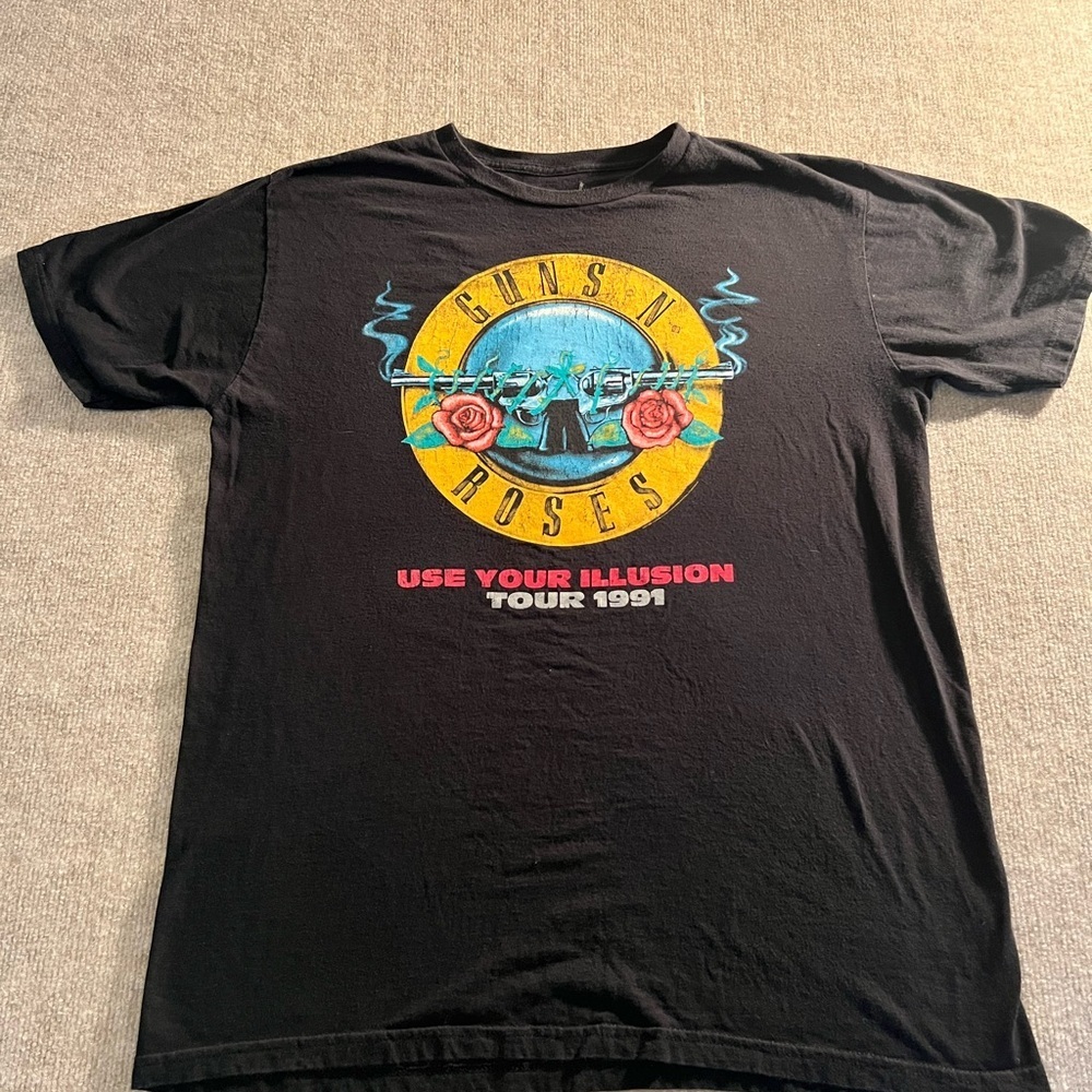 Guns & Roses XL Charcoal Graphic T-Shirt